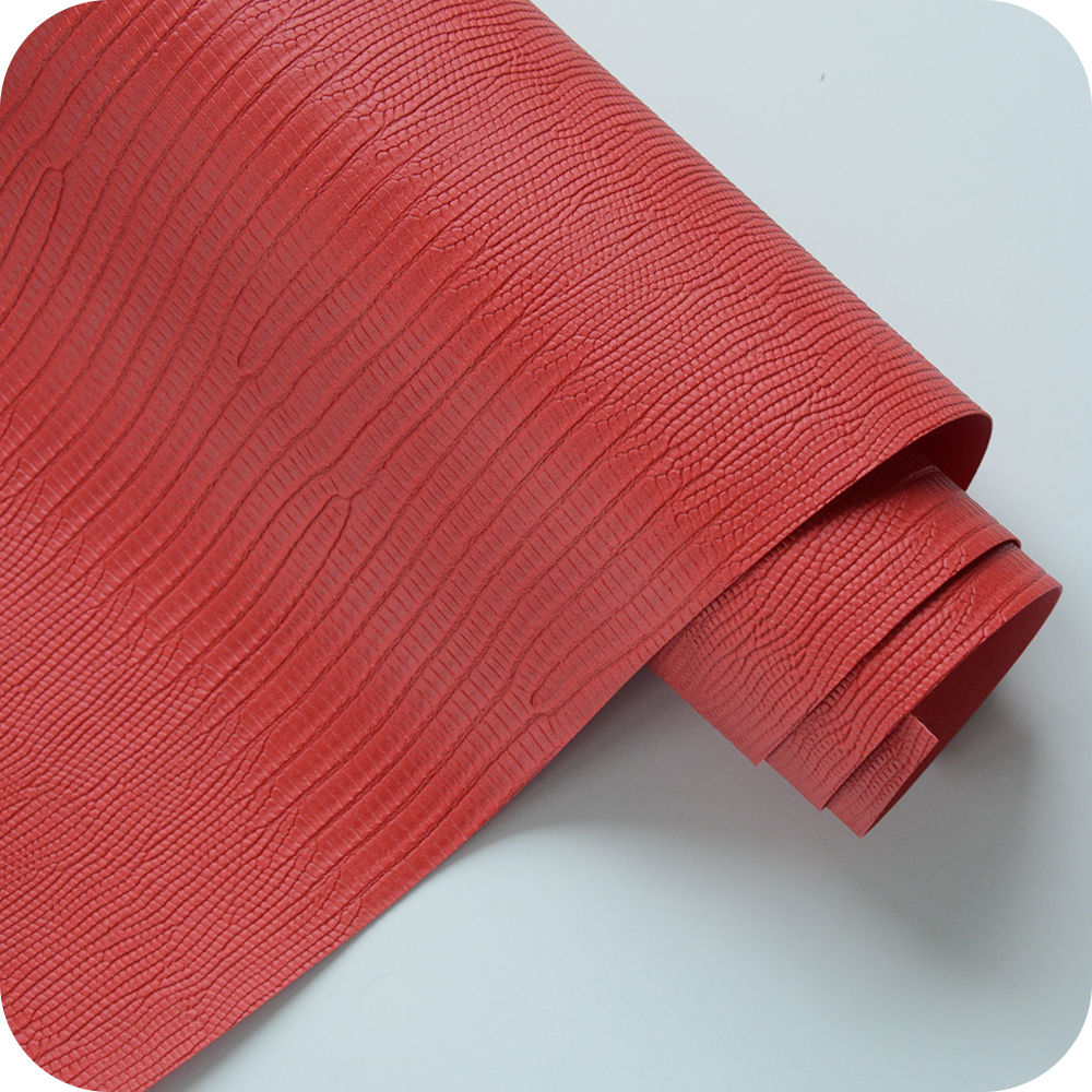 Кожзам переплетный с тиснением "Ящерица", красный