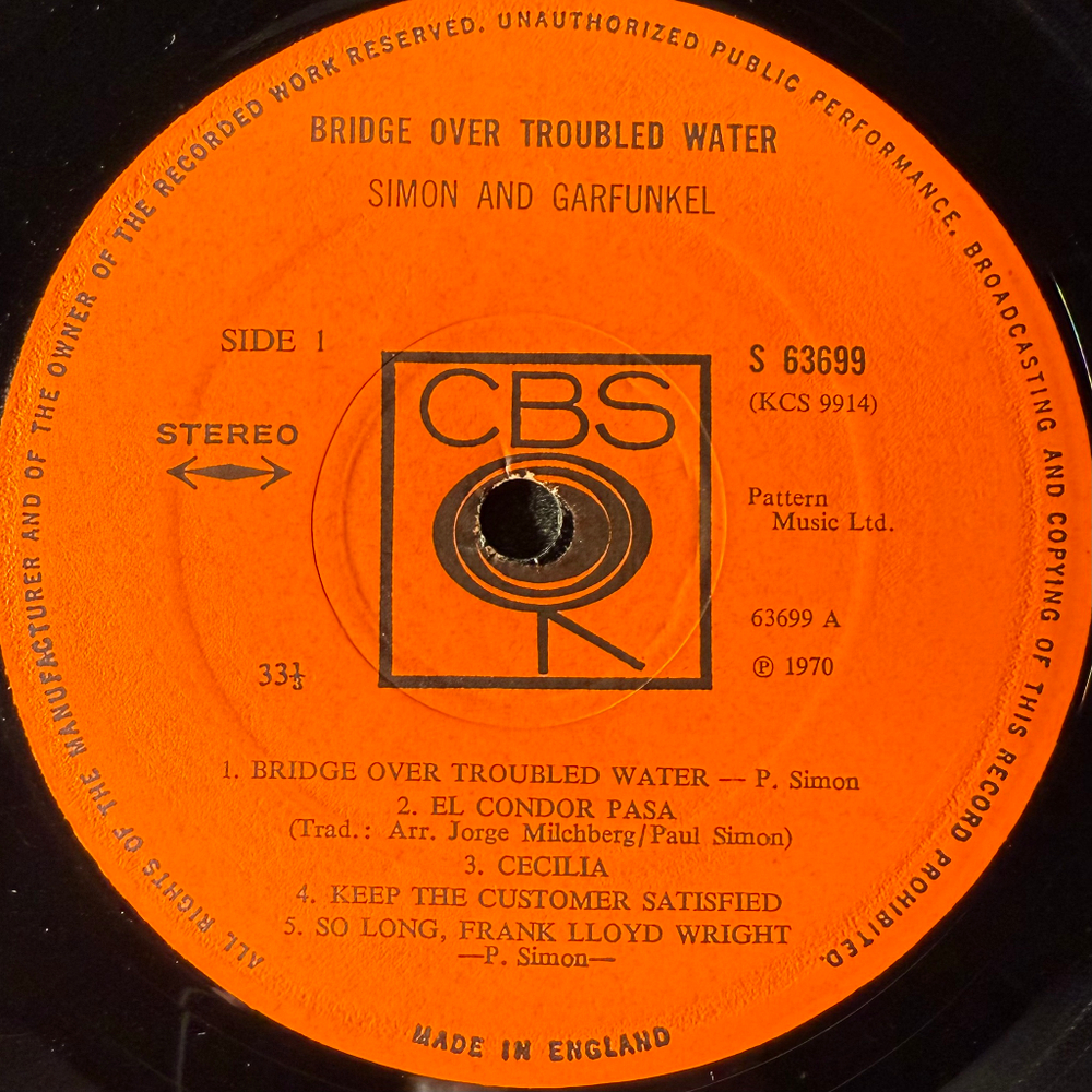 Simon And Garfunkel ‎– Bridge Over Troubled Water (Англия 1970г.)