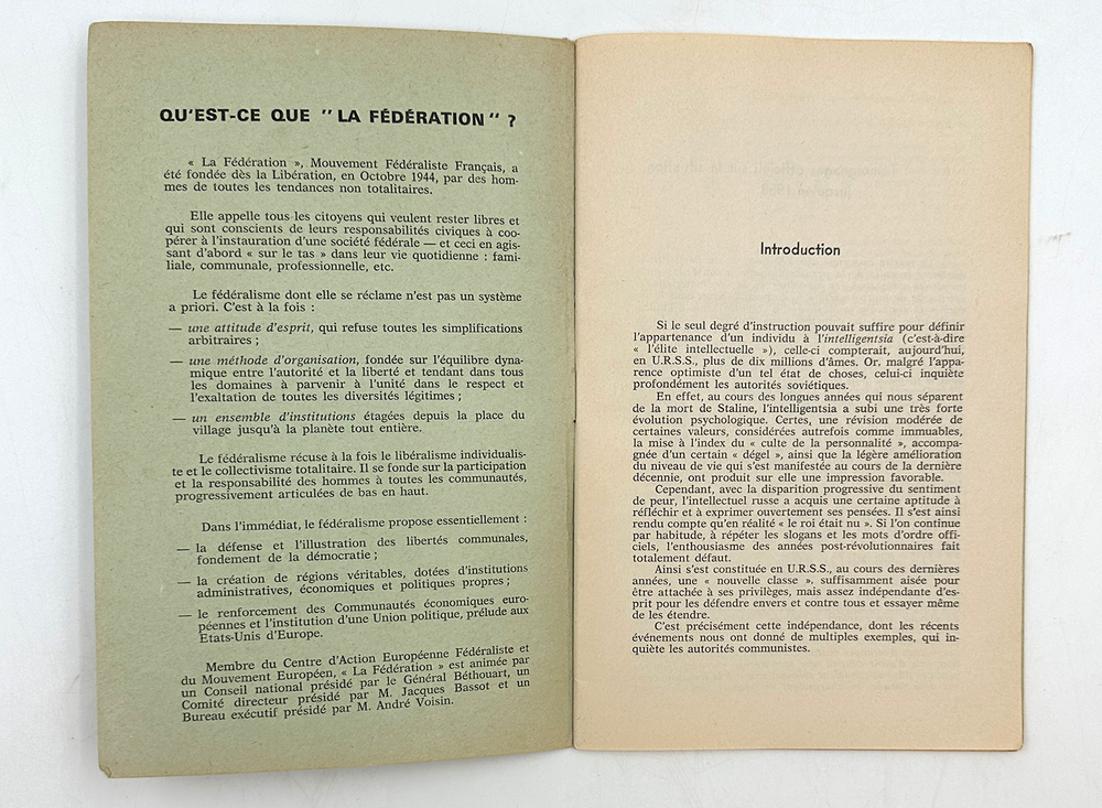 Michel Slavinsky. Le Drame des intellectuelsen U.R.S.S. La Federation Mouvement Federaliste Francais