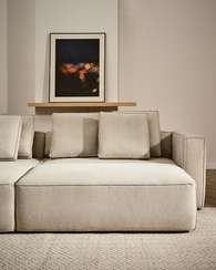 3-местный диван-кровать Marela бежевый шенилл с кушеткой слева, 276 см