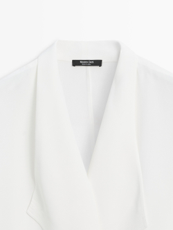 Massimo Dutti Жилет из крепа, желтовато-белый