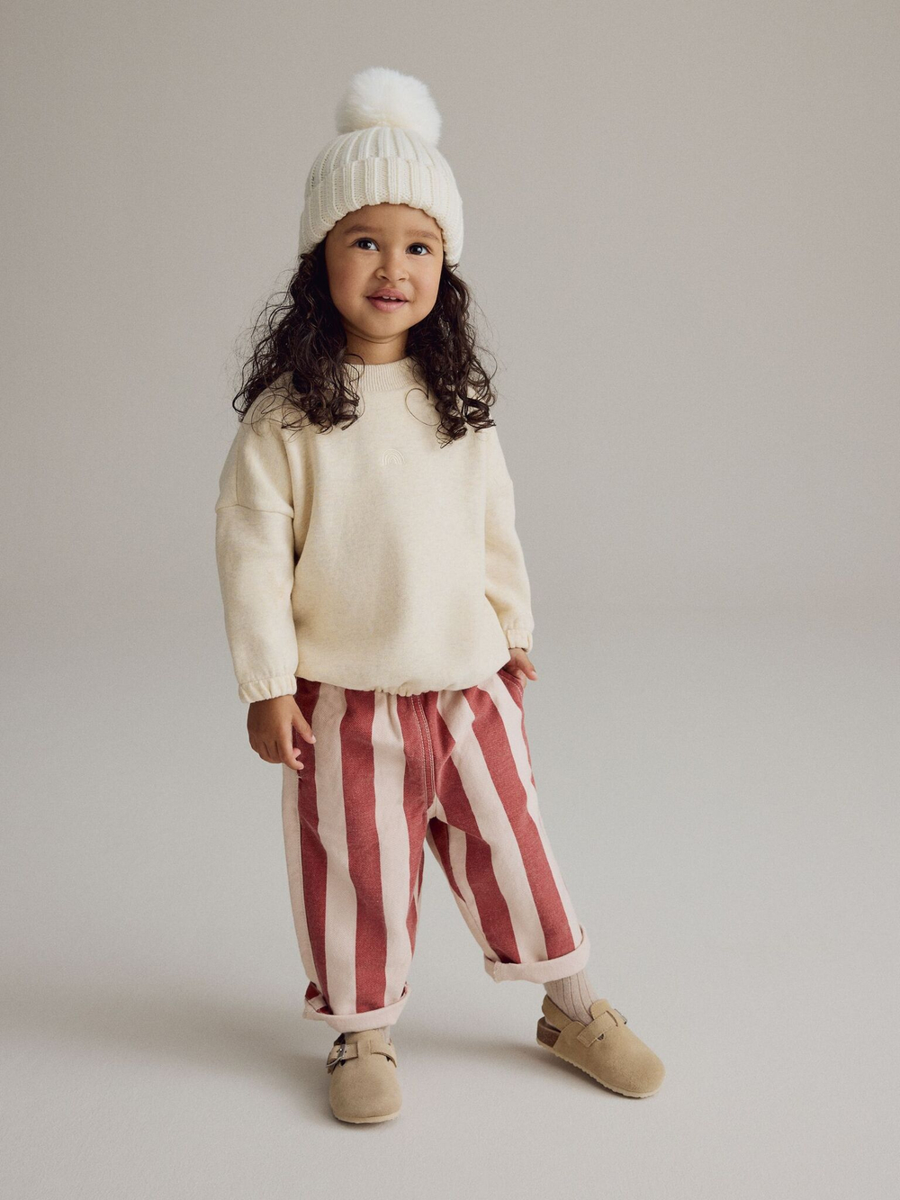 Брюки для девочки Next E31-339, Красный, Молочный