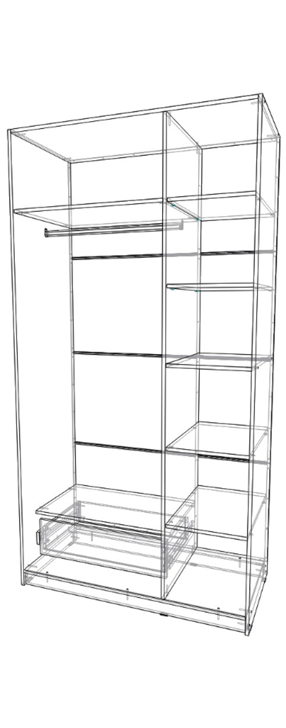 шкаф трёх створчатый 600×1200×2300 левый Вектор