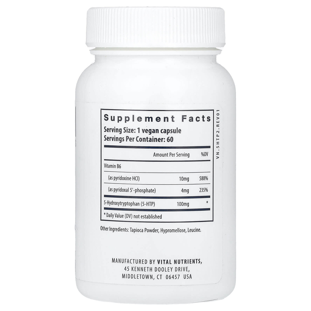 Vital Nutrients, 5-HTP, 100 мг, 60 веганских капсул