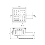 50 трап с гориз. спуском, н/рег решетка 100х100 пласт. АНИ пласт TA5104