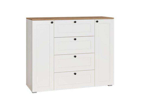 Остин Комод 16.221 Белый шагрень/Дуб Вотан