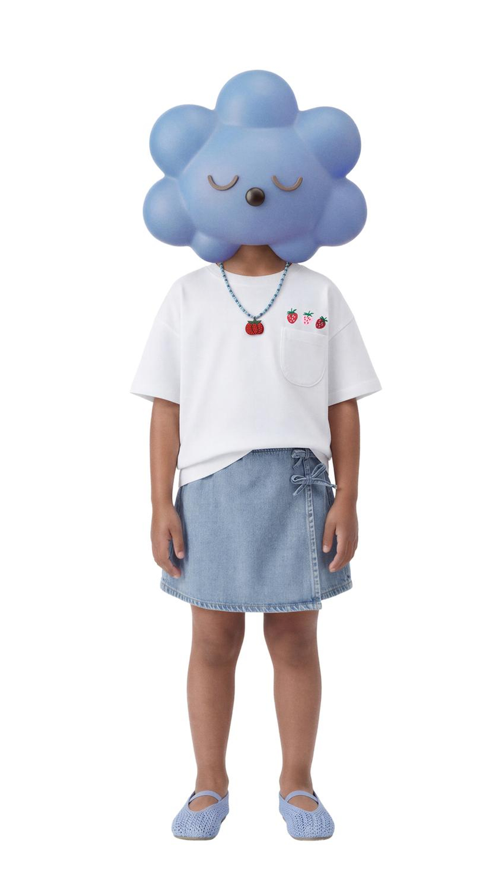 ZARA ФУТБОЛКА С КАРМАНОМ И ВЫШИВКОЙ, БЕЛЫЙ