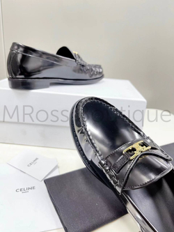 Женские лоферы Celine Luco кожаные в черном цвете