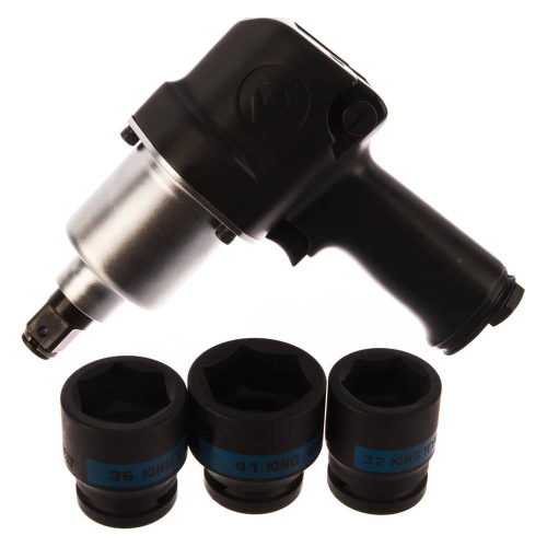 Гайковерт пневматический ударный 3/4", 949 Нм, в комплекте 3 торцевые головки KING TONY P33611-055B
