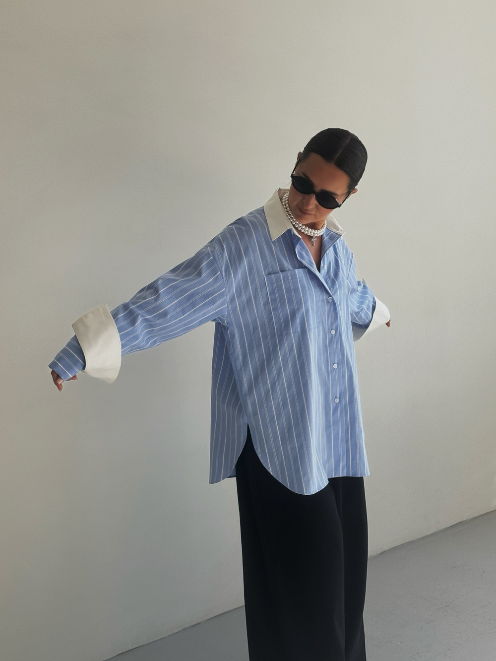 Рубашка со съемными манжетами