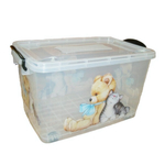 Контейнер для хранения №6 (35л), рис МИШКА И КОТЕНОК, прозрачный,