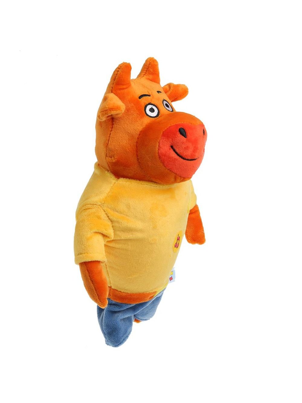 Игрушка мягкая Оранжевая корова папа 30см с музыкальным чипом