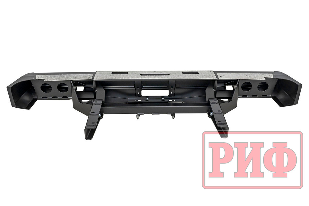 Бампер силовой задний для ГАЗ Соболь с площ. под лебёдку, квадратом под фаркоп и фонарями стандарт РИФ