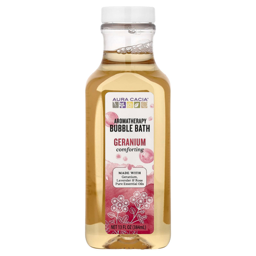 Aura Cacia, пена для ванн с ароматерапевтическими свойствами, герань, 384 мл (13 жидк. унций)