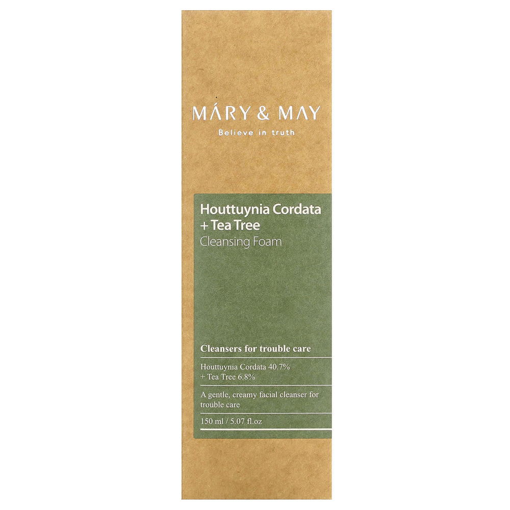 Mary & May, Houttuynia Cordata + Tea Tree, очищающая пенка, 150 мл (5,07 жидк. унц.)