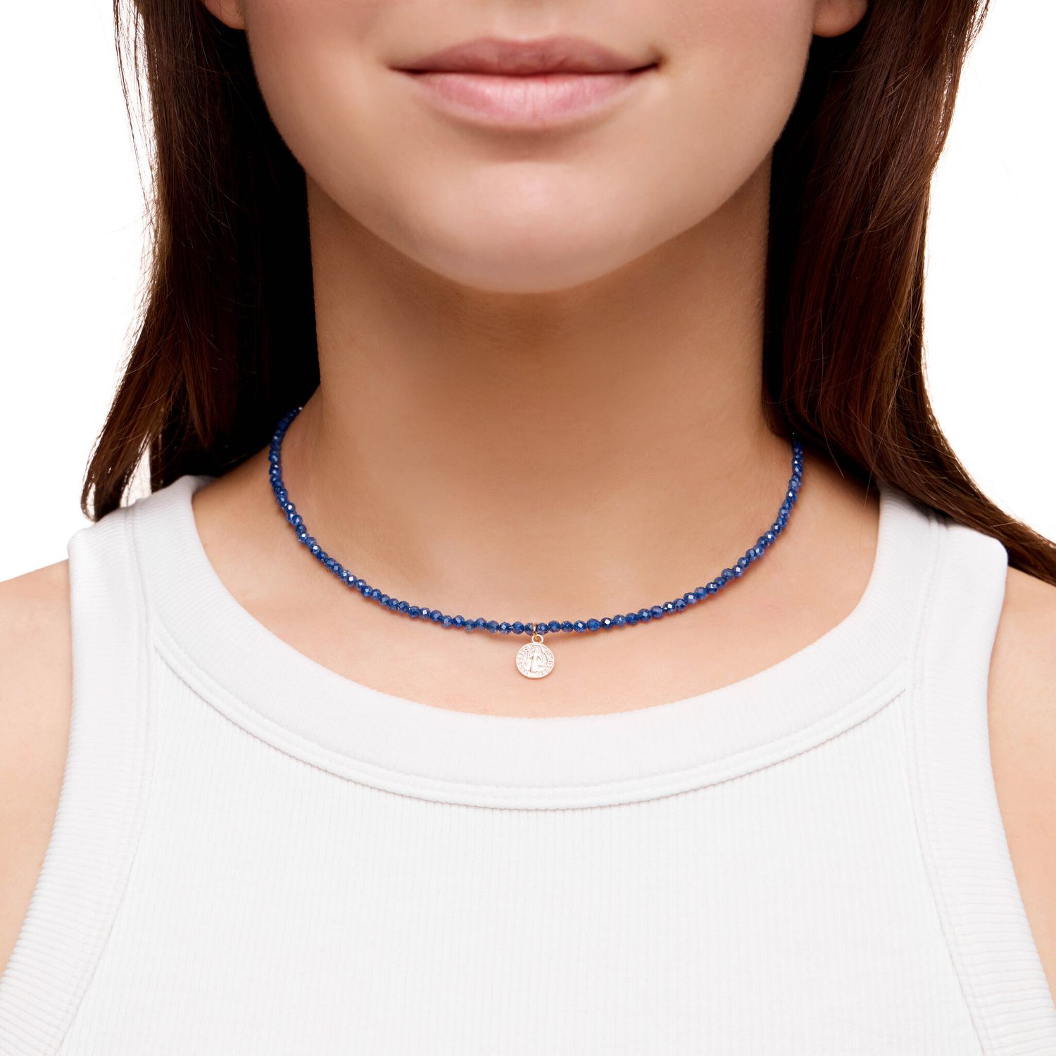 Колье Tiny Coin Necklace - Blue