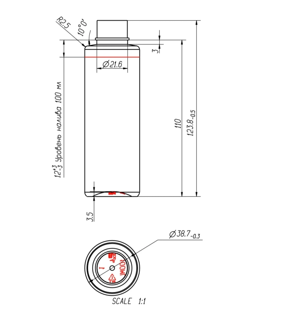 Флакон ПЭТ 100 мл (24) Цилиндр белый