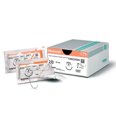 Моносин фиолетовый М0,7 (6/0) 70 см игла колющая 17 мм троакар 1/2 окр. HRT-17 36 шт