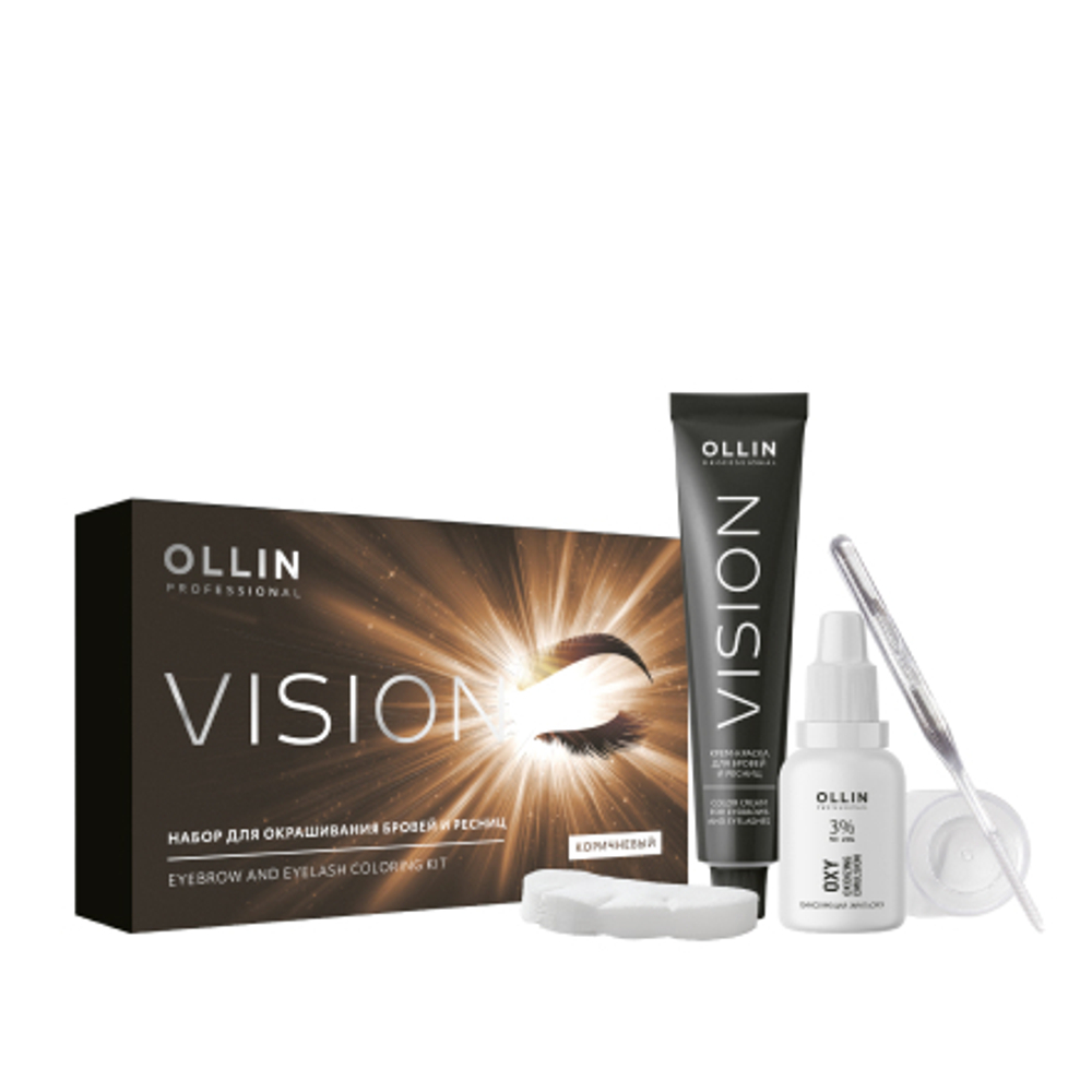 Ollin Vision Крем-краска для бровей и ресниц, Коричневый, набор