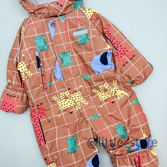 Комбинезон демисезонный "Звери на клетке" светлый терракот