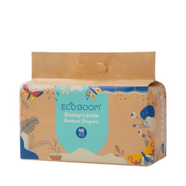 Биоразлагаемые Подгузники Бамбуковые Детские, Размер XS (0-4.5 кг) 34 шт (Eco Boom)