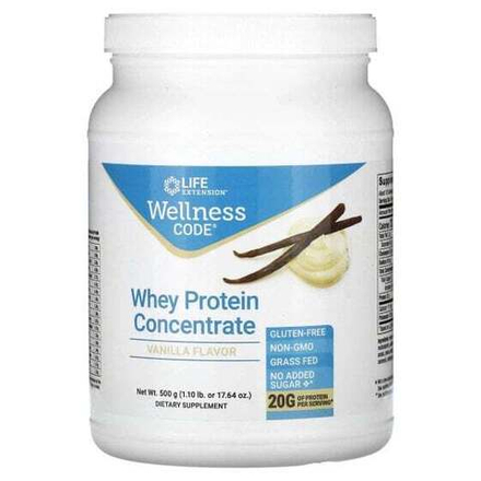 Сывороточный протеин Life Extension, Wellness Code, концентрат сывороточного протеина, ваниль, 500 г (1,10 фунта)