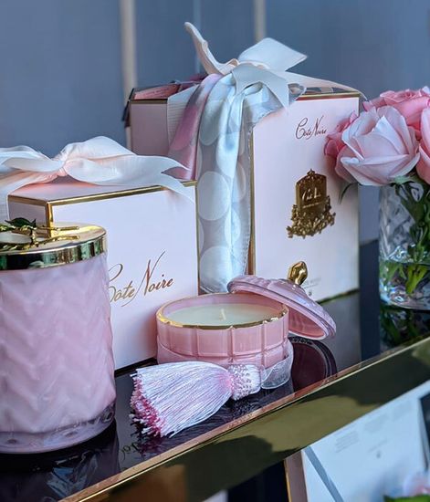 Розовое шампанское, розовая свеча Арт-деко с кисточкой, Cote Noire