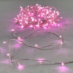 Светодиодная гирлянда с возможностью динамики 20 м., 200 светло-розовых LED ламп, 24V., прозрачный силиконовый провод, IP65, Beauty Led (EST200-3W10-1BP)