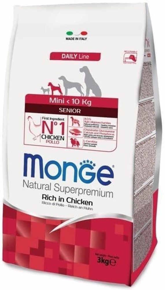 Monge Dog 3кг Mini корм для пожилых собак мелких пород