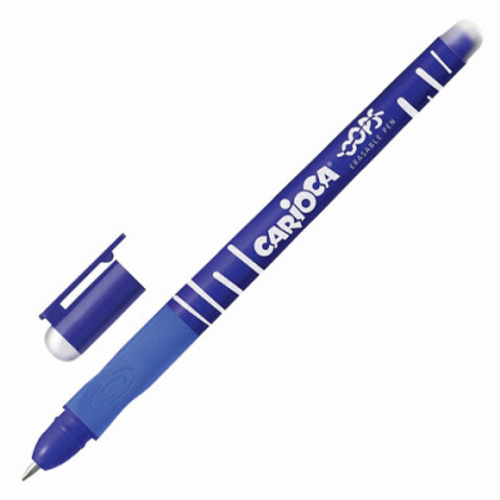 Ручка гелевая стираемая Carioca "Oops" синяя, грип, 0,7мм