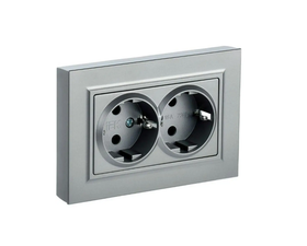 Розетка 2-м СП BRITE РС12-3-БрА 16А в сборе с заземл. без за