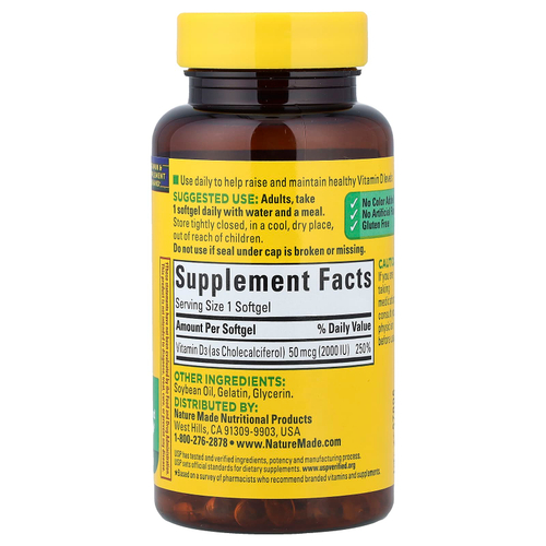 Nature Made, Vitamin D3, 50 mcg, 90 Softgels