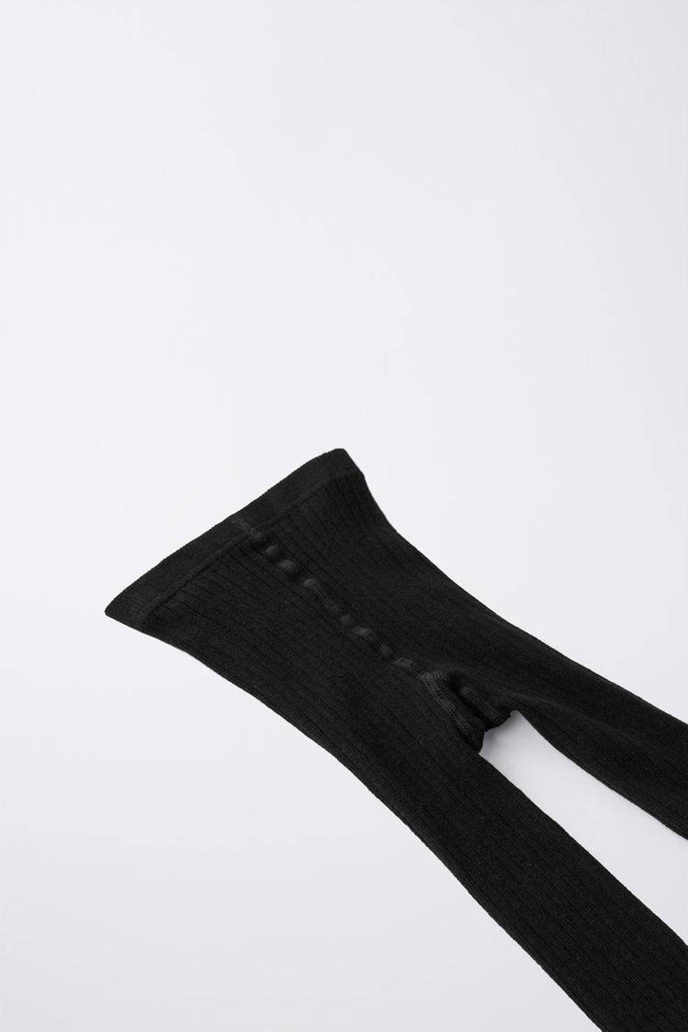 ZARA ОДНОТОННЫЕ КОЛГОТКИ В РУБЧИК, ЧЕРНЫЙ