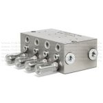 VSG8-KR - Питатель для двухлинейных систем смазки с рабочим давлением 400 бар, количество выходов 8, максимальная доза 2,3 мл/цикл, с регулятором и индикатором