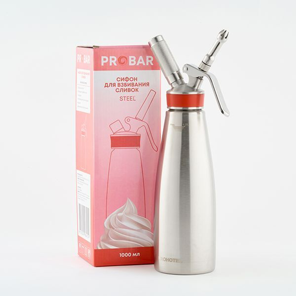 Сифон для сливок «Пробар»;сталь нерж.;1л