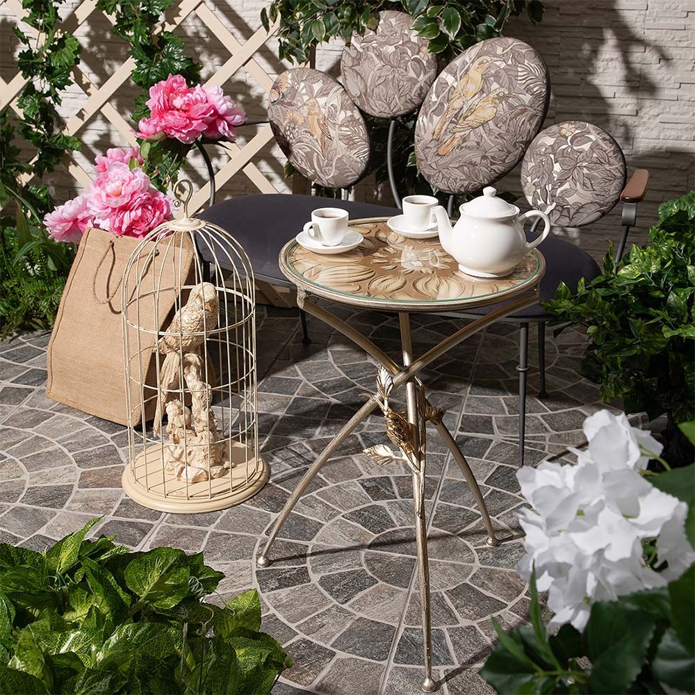 Столик декоративный Зарнички Санфлауэр Айвори Мраморное золото