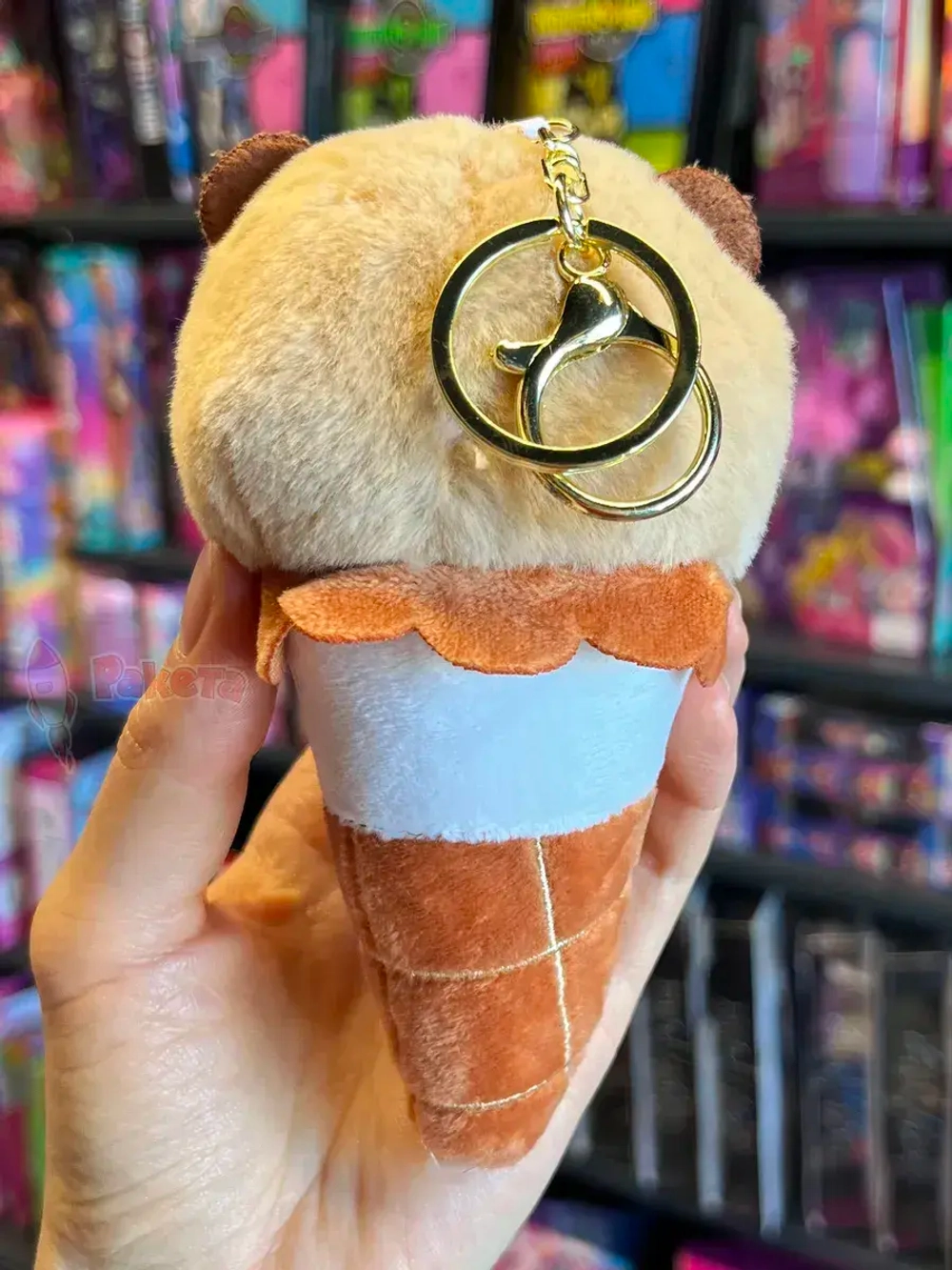 Мягкая игрушка брелок Капибара в рожке плюшевая Capibara
