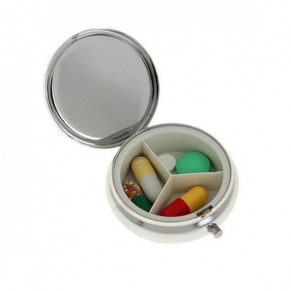Таблетница круглая с зеркалом, диаметр 5 см