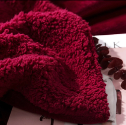 Плед 1.5 на полуторку Бордовый Барашка Велюр-Плюш 140х200