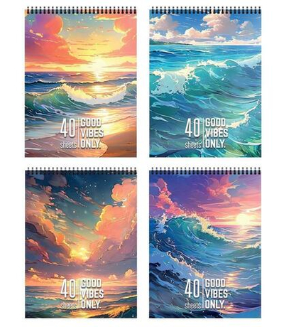 Блокнот А6 40л. клетка "Берег моря" греб. мел. карт., спл. Уф-лак (Schoolformat)