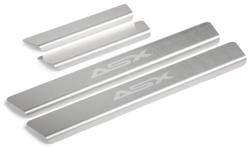 Накладки на пороги Rival для Mitsubishi ASX 2010-2019 2020-н.в., нерж. сталь, с надписью, 4 шт., NP.4011.3