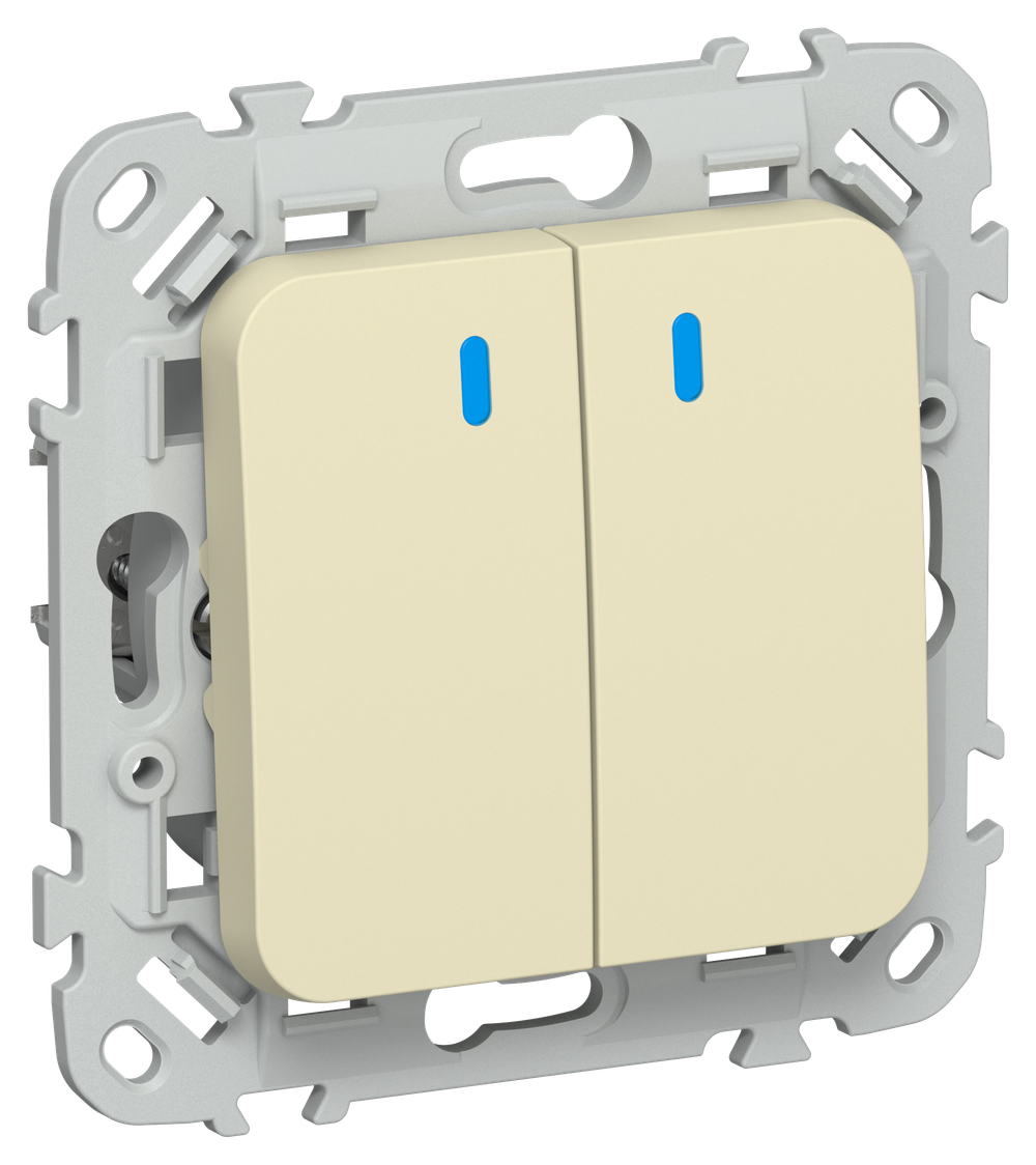 FLITE Выключатель 2-клавишный с индикацией 10А ВС12-1-1-ФлН навахо IEK