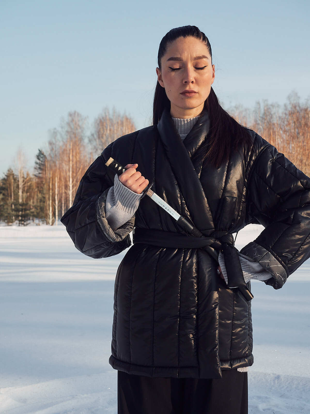 Пуховик - Кимоно укороченный