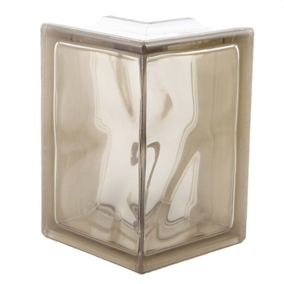 Угловой стеклоблок волна  бронза окраска в массе Vitrablok   19x13x13x8