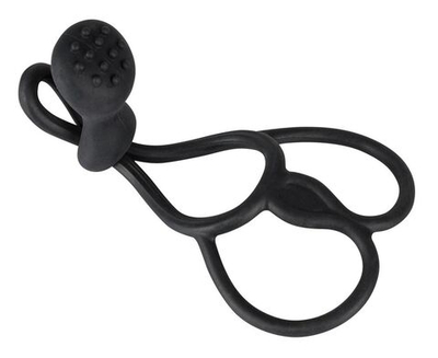 Кoльцо для пениса и мошонки Triple с клиторальным стимулятором (Цвет: черный)