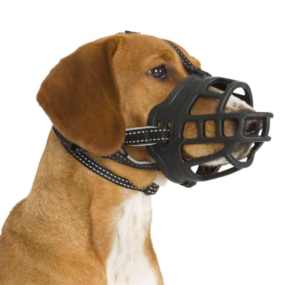 Намордник Muzzle Flex, резина, M (25 см, длина лобного ремня до 19 см), чёрный, Trixie