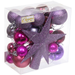 Набор ёлочных украшений «Fantasy» 35 предметов, Лаванда/фуксия/розовое золото