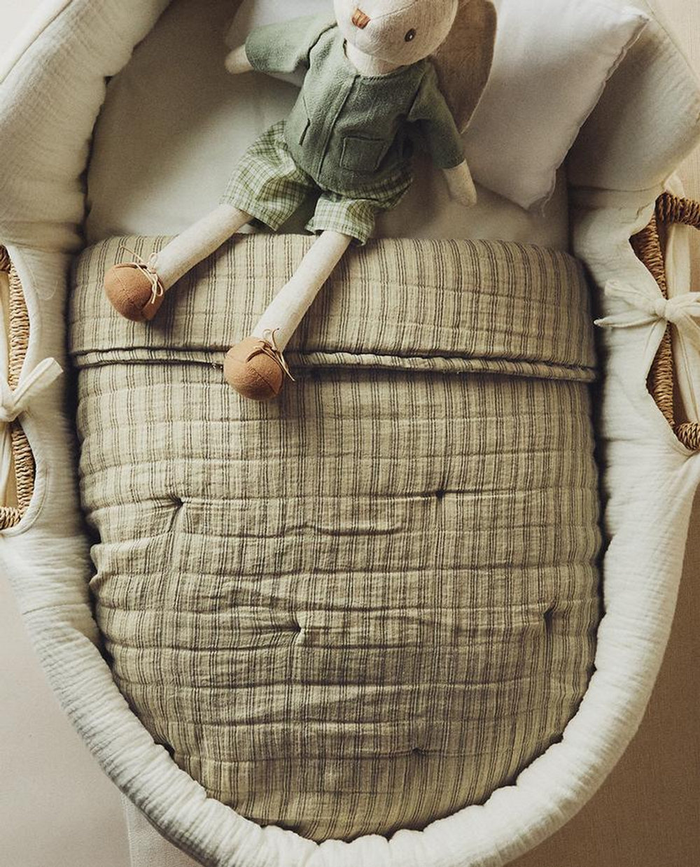 ZARA HOME ДЕТСКОЕ ОДЕЯЛО В ПОЛОСКУ, ЗЕЛЕНЫЙ