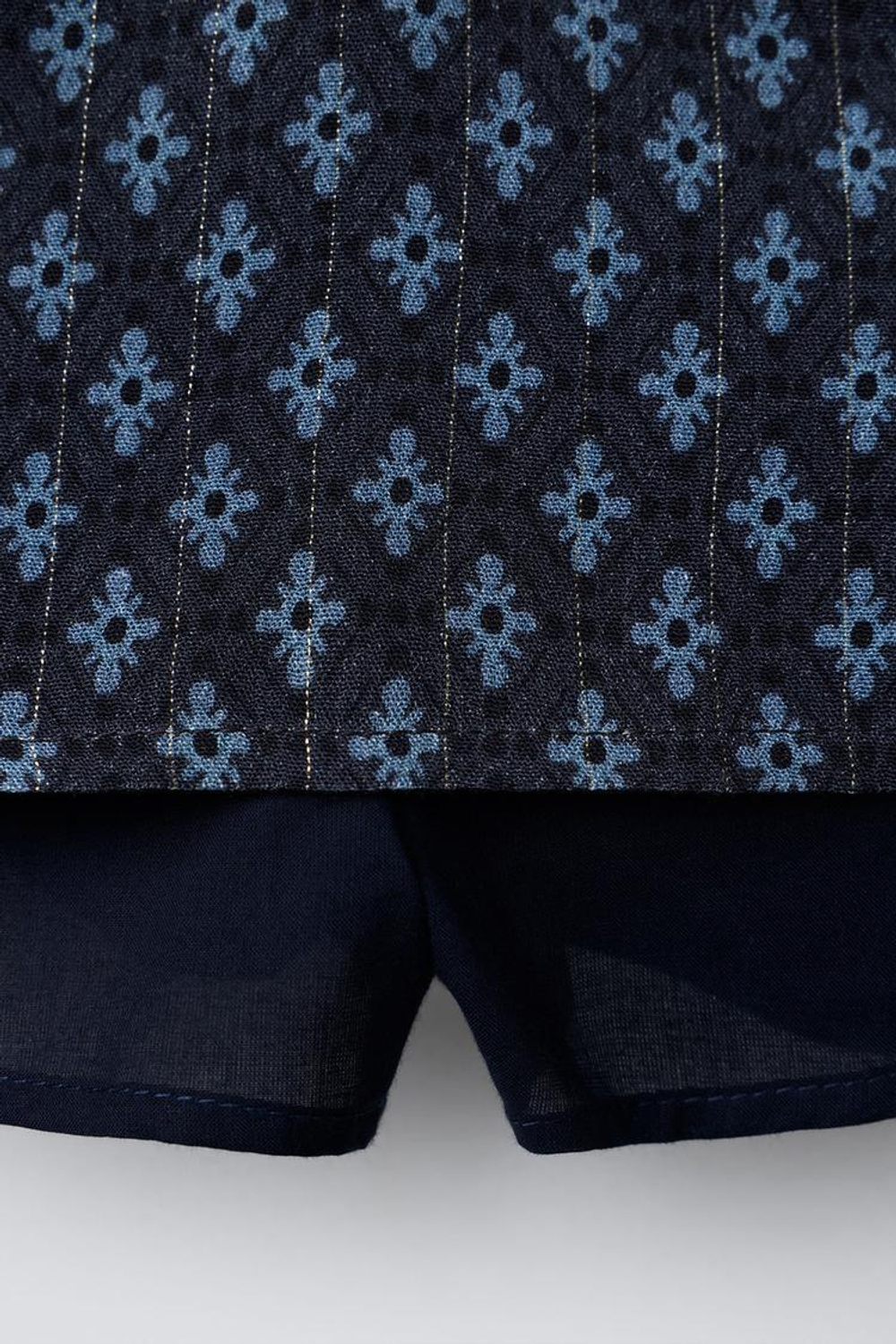 ZARA ЮБКА-ШОРТЫ С ЦВЕТОЧНЫМ ПРИНТОМ И БЛЕСКОМ, СИНИЙ