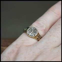 Религиозное кольцо "Хризма" новое , латунь